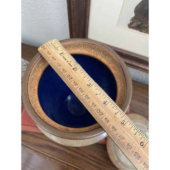 Vintage Hand Thrown Whimsical Pottery Jar Bird Jar With Lid Folk Art Pottery Jar - Picture 7 of 7